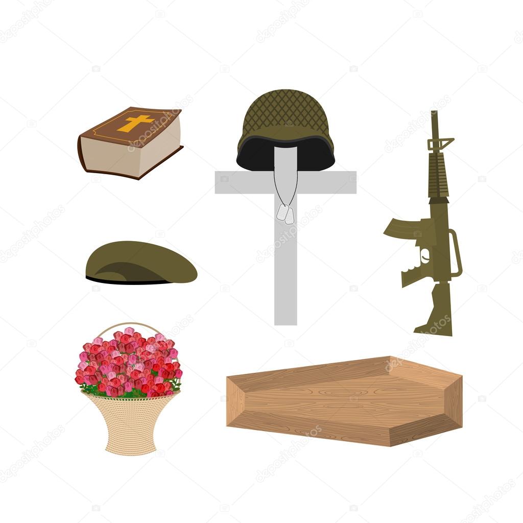 Death of a military veteran. Soldier funeral Accessories: machin