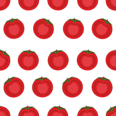 Slice tomato seamless pattern. Vector background from vegetables