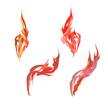 Set flame. Fire on a white background. Vector illustration