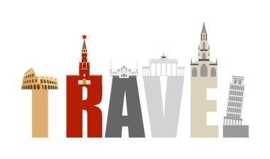 Travel Attractions and letters. Structure of  various States and