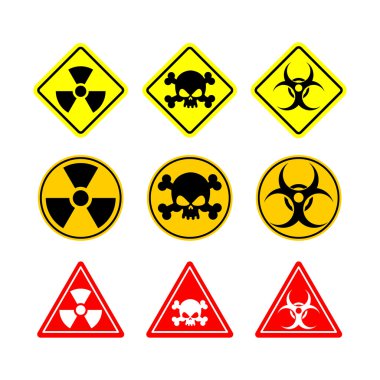 Set sign Biohazard, toxicity, dangerous. Yellow signs of various clipart