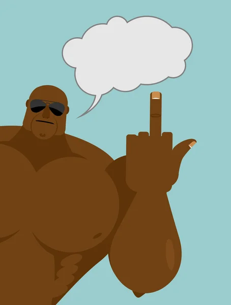 Bully shows fuck. Big strong African American with a text bubble — Stockvector