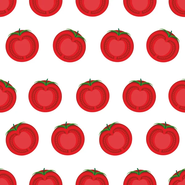 Slice tomato seamless pattern. Vector background from vegetables — ストックベクタ