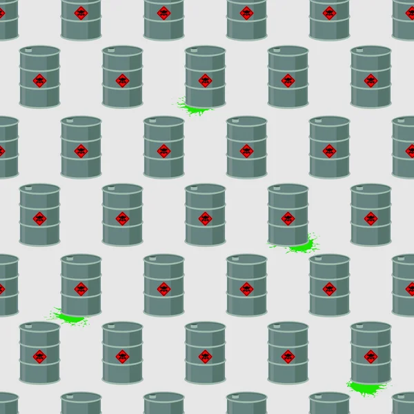 Barrel of radioactive, chemical waste seamless pattern. Vector B — ストックベクタ