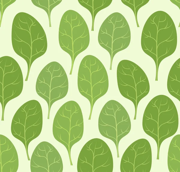 Spinach leaves seamless pattern. Vector background Veggie plants — Stock Vector