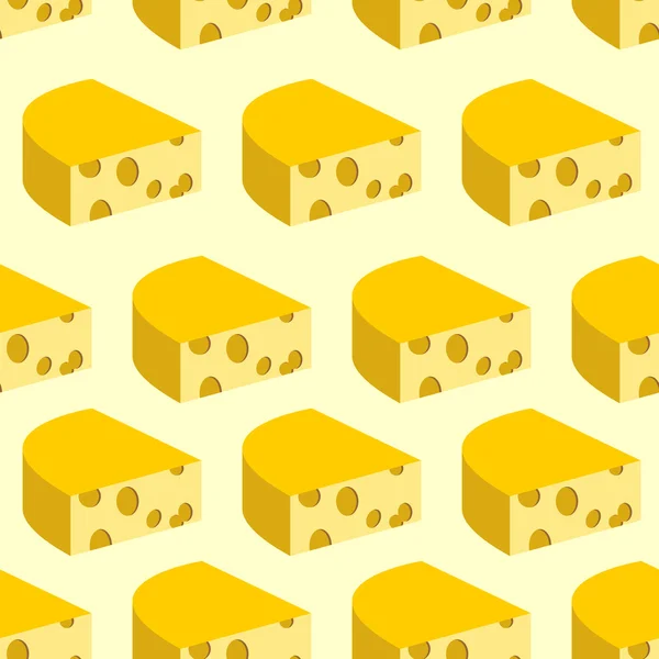 Cheese with holes seamless pattern. Background of pieces of yell — 图库矢量图片