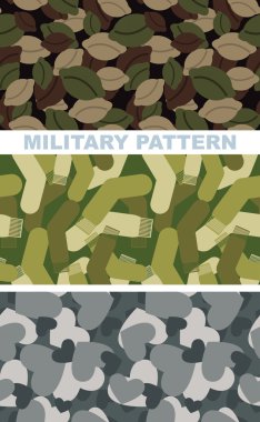 Set of military camouflage texture. Army pattern of dumplings. M clipart