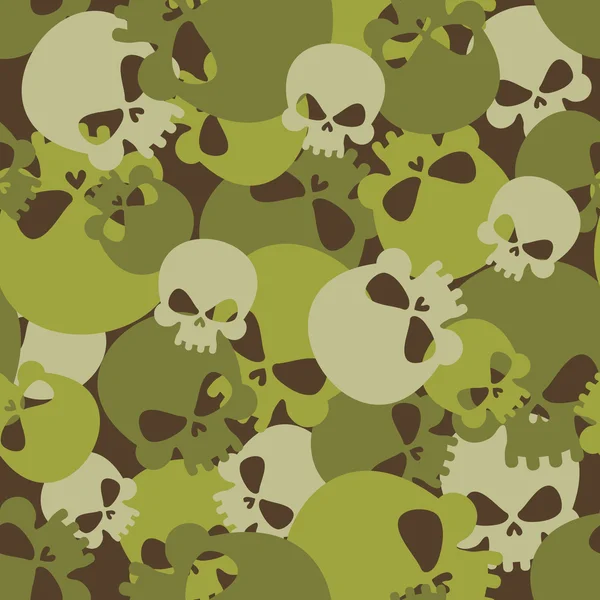 Military texture of skulls. Camouflage army seamless pattern fro — Stok Vektör