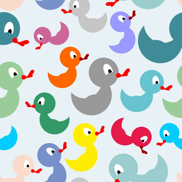 Colored rubber duck for bathing seamless pattern. Vector backgro — 图库矢量图片
