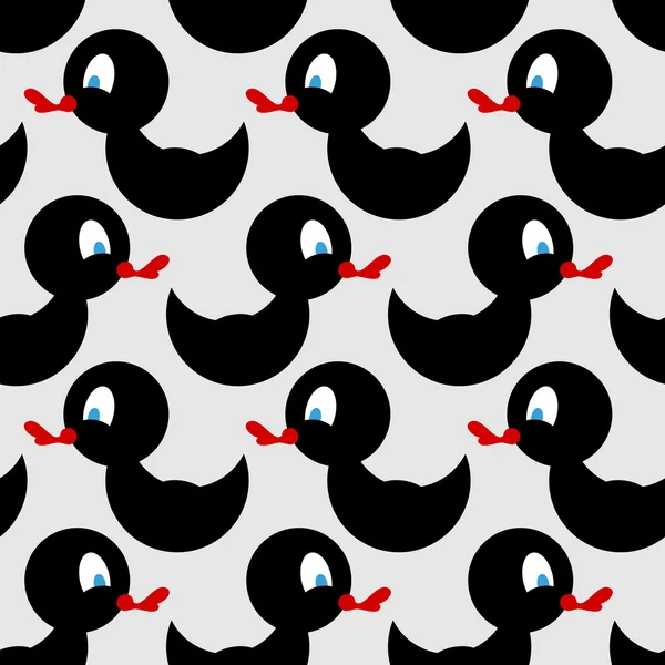 Black rubber duck seamless pattern. Vector background of childre — Stock Vector