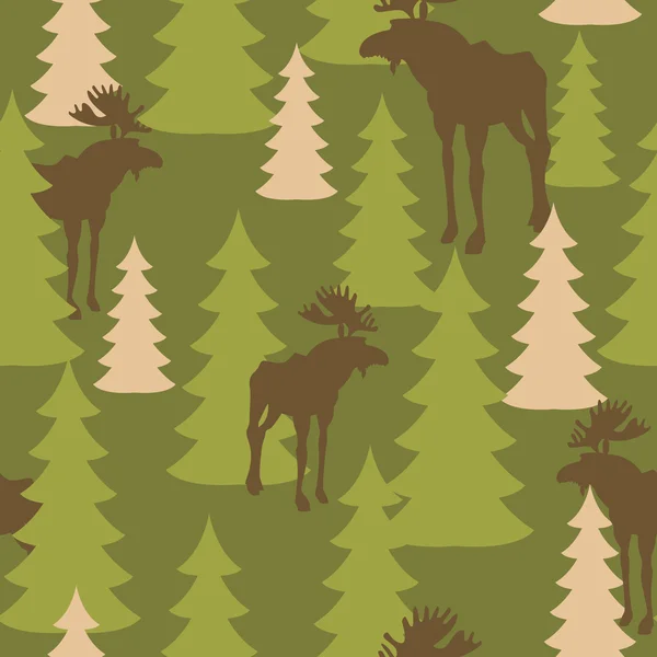 Patrón del ejército de ciervos y bosques. Textura de camuflaje militar Vec — Vector de stock