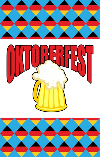 Una taza de cerveza para el Oktoberfest. Personaje Cerveza Festival contra bac — Archivo Imágenes Vectoriales