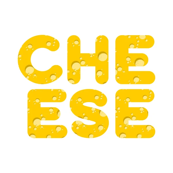 Cheese. Letters of yellow cheese texture. Vector illustration — 图库矢量图片