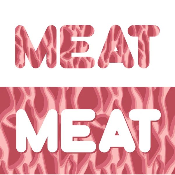 Meat. Letters from texture of fresh meat. Raw red pork, beef. — Stockový vektor