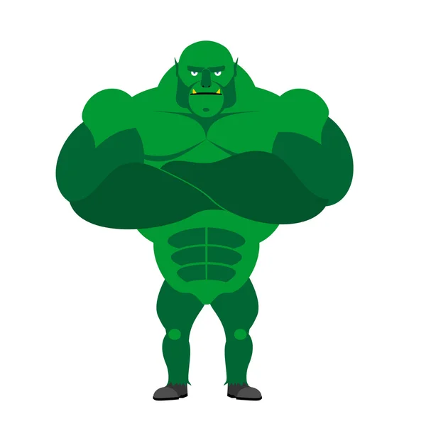 Monster BODYBUILDER on a white background. Monster with big musc — Stock Vector