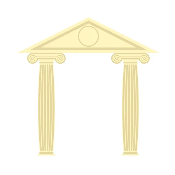Portico greco. Tempio greco. Due colonne e tetto. Vettore illustr — Vettoriale Stock