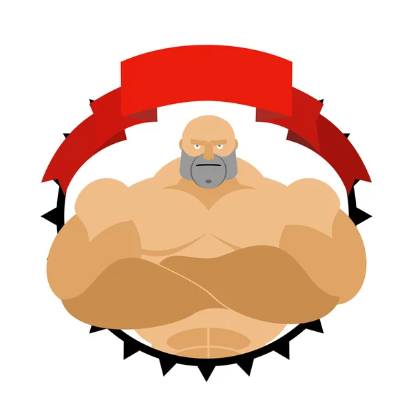 Un homme fort en cercle. Logo pour salle de fitness ou équipe sportive. Végétaux — Image vectorielle