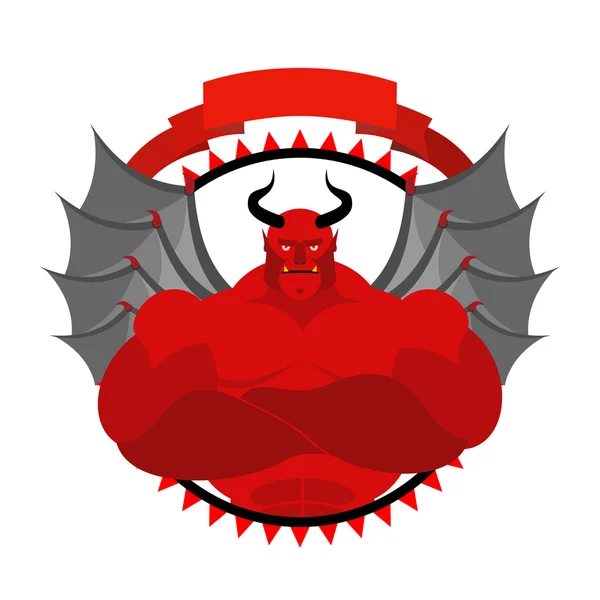 Treaded, Scary Satan logo for a sports team or sports club. Rojo. — Archivo Imágenes Vectoriales