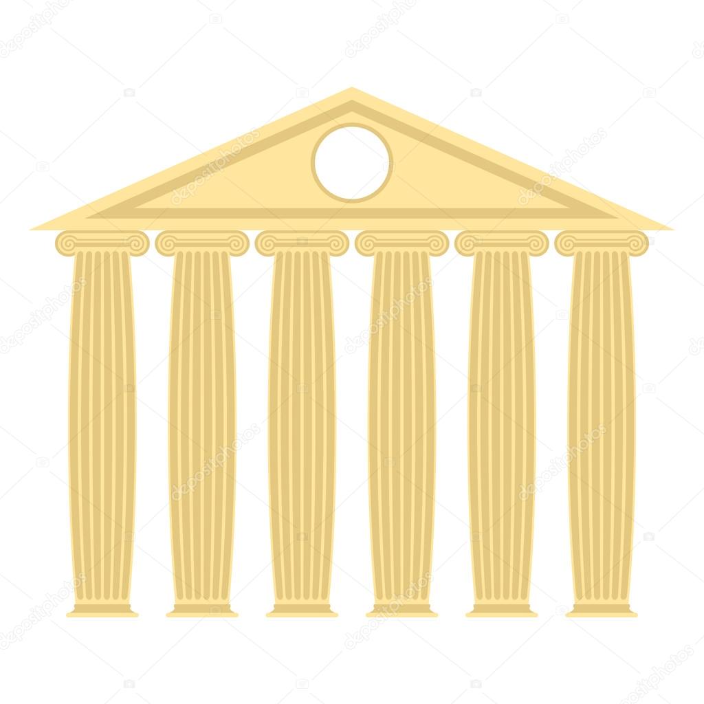 Greek temple with columns and roof. Vector illustration of ancie