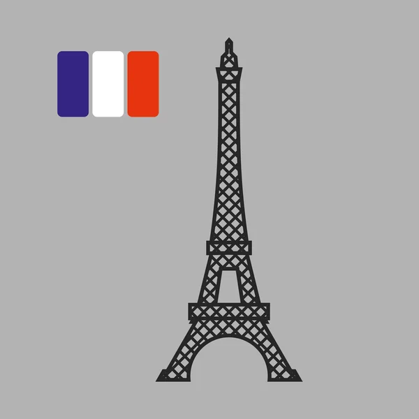 Эйфелева башня. Привлекательность Парижа. Векторная иллюстрация. Флаг — стоковый вектор