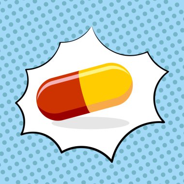 Medicine pill pop art. Medicinal drugs. Vector illustration