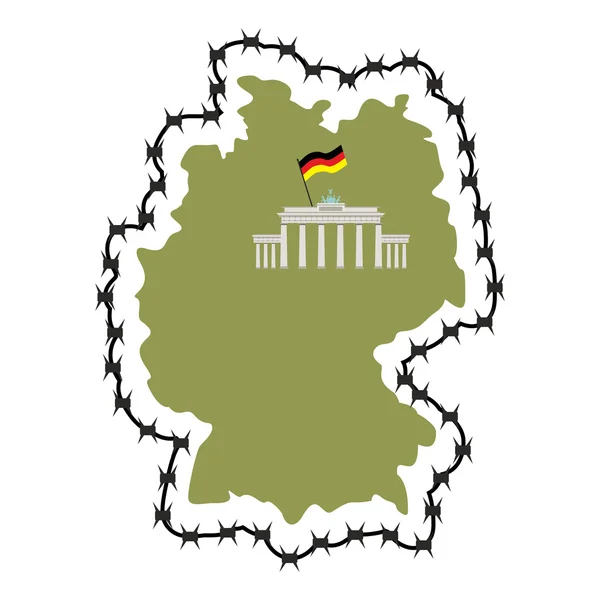 Map Of Germany. Map of States with barbed wire. Country closes b — Wektor stockowy