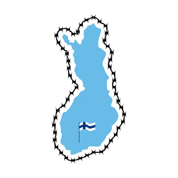 Map Of Finland. Country closes border against refugees. Map of S — Stock vektor