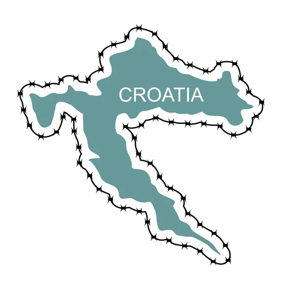 Map Of Croatia. Country closes   border against refugees. Map of — Stok Vektör