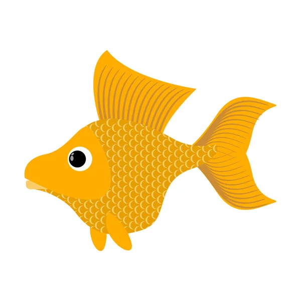 Золотая рыбка на белом фоне. Сказочная рыба исполняет желания. Е — стоковый вектор
