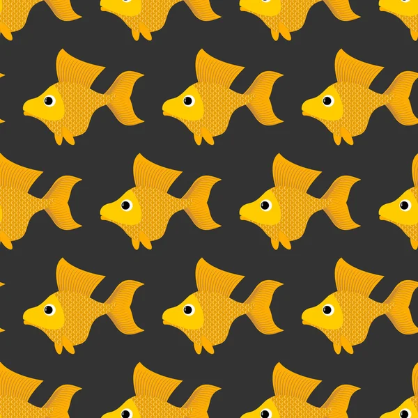 Goldfish seamless pattern. Vector background of fabulous yellow — Stock Vector