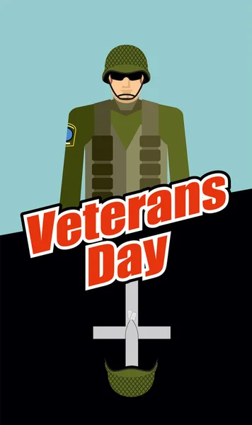 Veterans Day. Soldiers and Tomb. Patriotic celebration of Americ — Stockvector