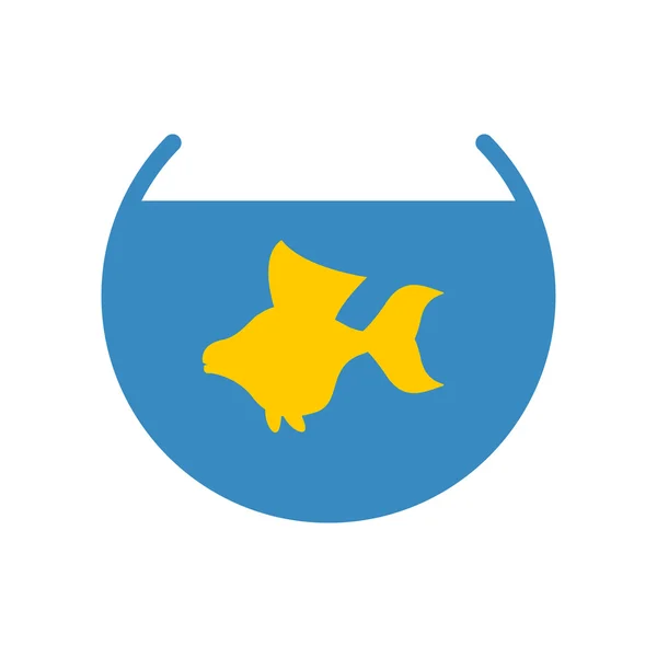 Goldfish in an aquarium vector icon. Yellow fish fulfills desire — Διανυσματικό Αρχείο