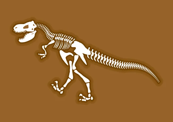 Esqueleto de dinosaurio. Huesos de animales antiguos en el suelo. FossilTyranno — Archivo Imágenes Vectoriales