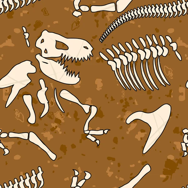 Ископаемый динозавр бесшовный образец. Кости вектора тираннозавра — стоковый вектор