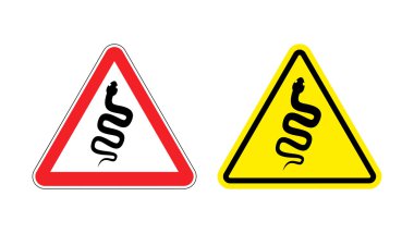 Warning sign of attention venomous snake. Hazard yellow sign rep