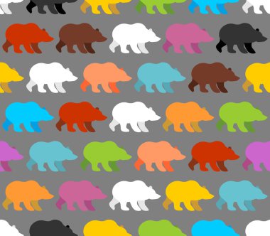Color bears seamless pattern. Background of  lovely bears. Ornam