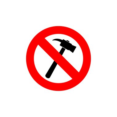Stop hammer. It is forbidden to knock. Frozen silhouette constru