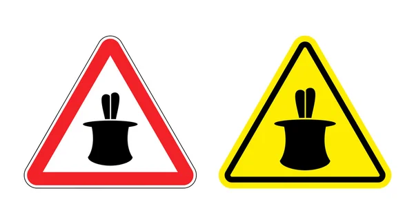 Warning sign of attention magic tricks. Hazard yellow sign magic — ストックベクタ