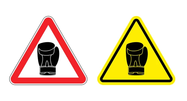 Warning sign attention Boxer. Hazard yellow sign fighters. Silho — Stockový vektor