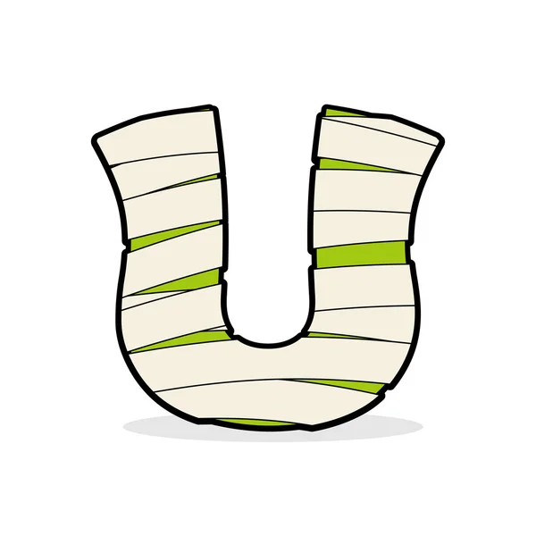 Letter U Monster zombie. Alphabetical icon medical bandages. Egy — 图库矢量图片