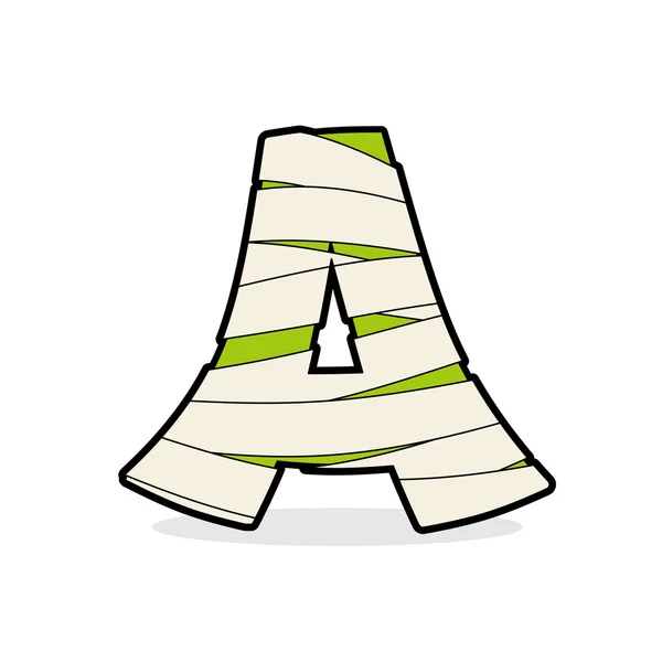 Letter A Mummy. Typography icon in bandages. Egyptian zombie t — Stok Vektör