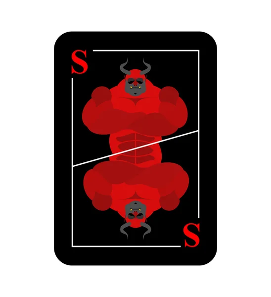 Playing card Satan. Conceptual new card devil. Dreaded red horne — ストックベクタ