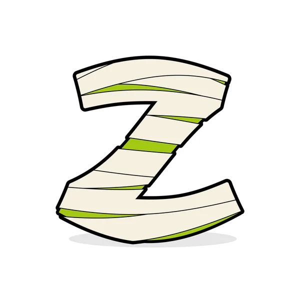 Letter Z Egyptian zombies. Mummy ABC icon coiled medical bandage — 스톡 벡터