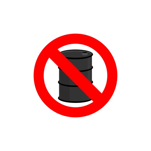 Fermare il barile di petrolio. Il carburante è proibito. Barile congelato. Rosso vietato — Vettoriale Stock