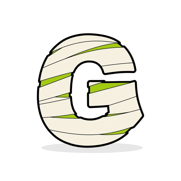 Letter G Mummy. Typography icon in bandages. Egyptian zombie tem — 图库矢量图片