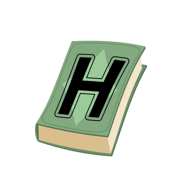Letter H on cover of book. Old Edition with alphabetical icon. C — Wektor stockowy
