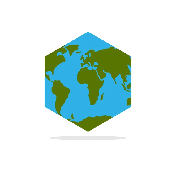 Hexagonal Atlas of earth. World map with continents geometric fi — Stok Vektör