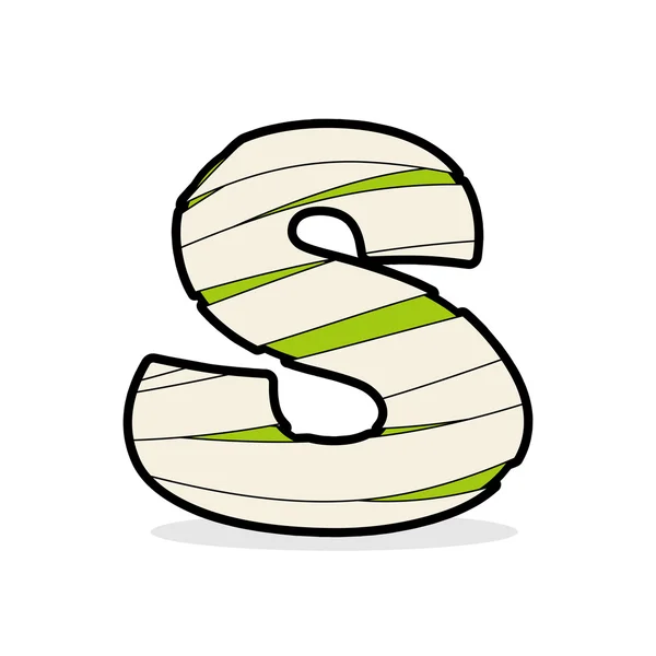 Letter S Egyptian zombies. Mummy ABC icon coiled medical bandage — 스톡 벡터