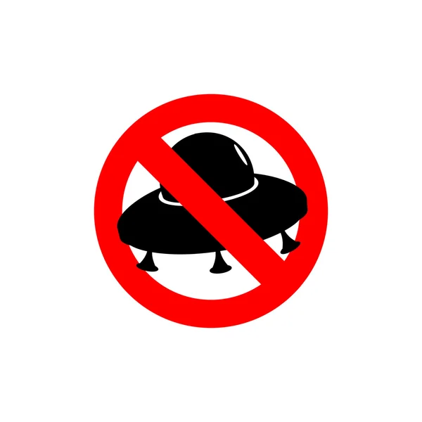 Stop UFO. Prohibited from flying saucer. Frozen silhouette space — 图库矢量图片