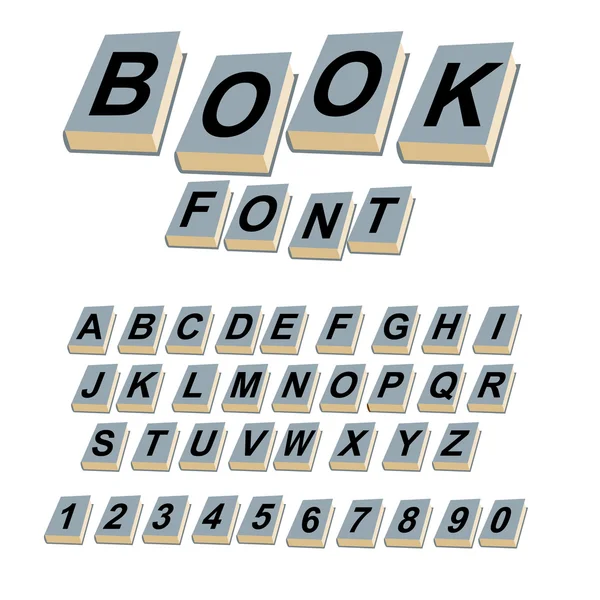 Font book. Alphabet on covers of books.  ABCs of log on vintage — ストックベクタ